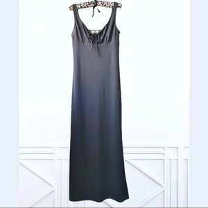 Smart Set Vintage Y2K Black Ruched Maxi Dress